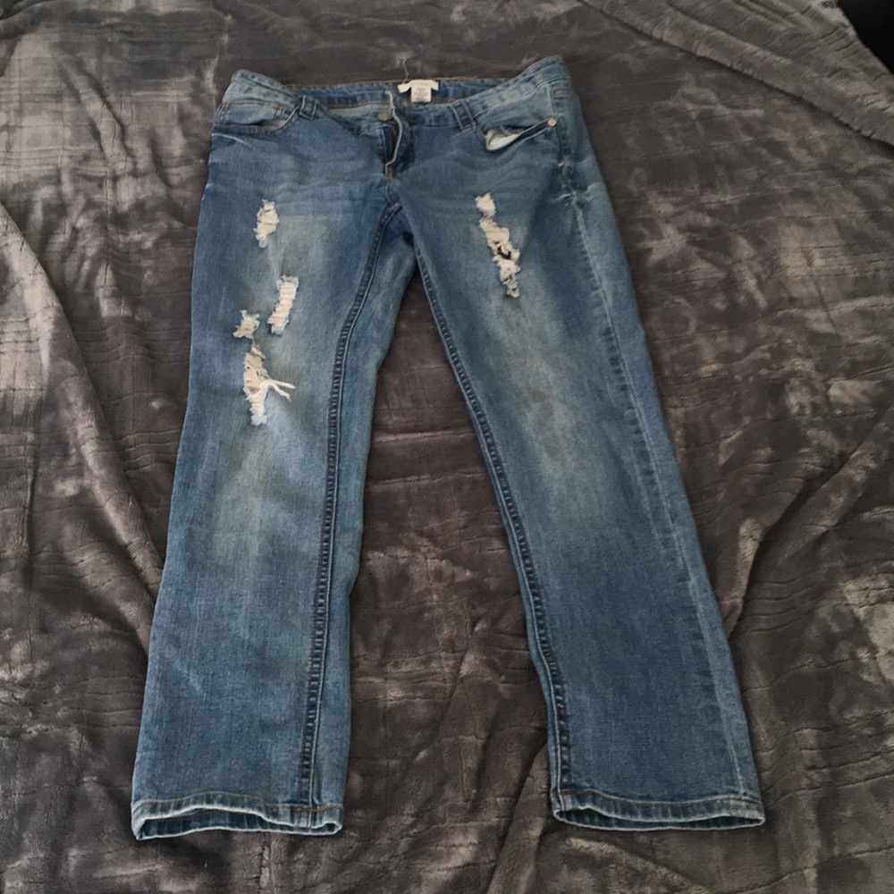 Ripped  blue jeans